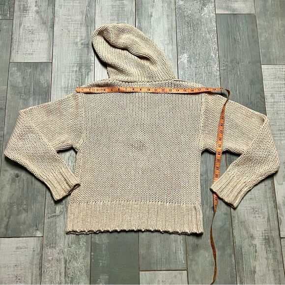 Soft Surroundings Sweater Hoodie Chunky Knit 1/4 Button Collar Cotton Cream S - Picture 10 of 11